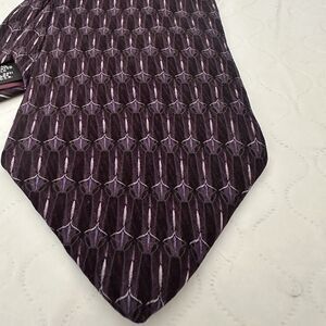 Gianfranco Ruffini Silk Purple Tie Art Deco Zoot Suit Style 58”x3.75”